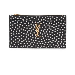 YSL Monogram Polka Dot Leather Zip Pouch